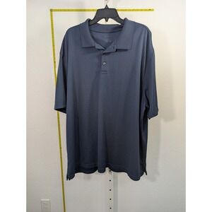 Van Heusen Studio Mens 3XL Polo Shirt Navy Blue Ribbed Short Sleeve Casual Top